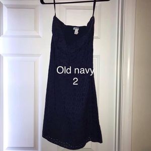 Navy strapless dress